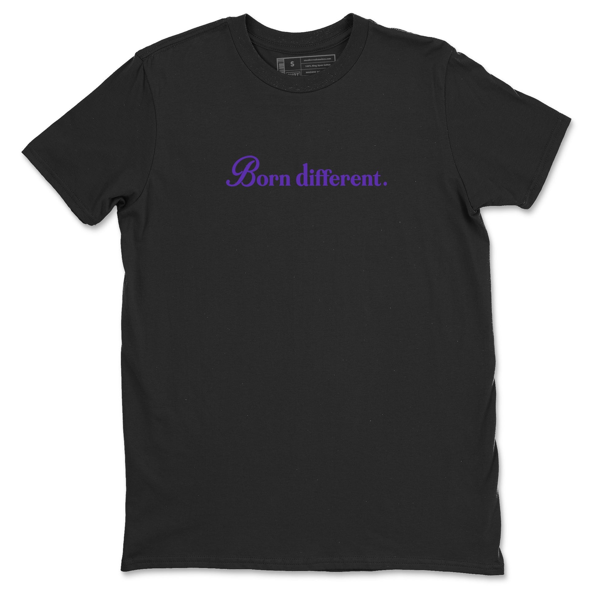 Sneaker Threads – Sneaker Tees To Match Nike KB 9 Hyper Grape – Born Different Graphic Tee Black 2. Perfect for Jordan releases 2025 colorways. Perfect for purple basketball sneaker releases and legacy-inspired colorways for 2025 hoopers.