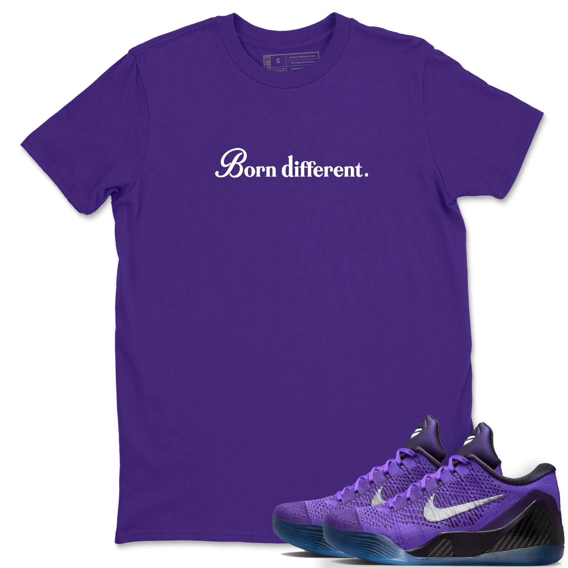 Sneaker Threads – Sneaker Tees To Match Nike KB 9 Hyper Grape – Born Different Graphic Tee Purple 1. Perfect for Jordan releases 2025 colorways. Perfect for purple basketball sneaker releases and legacy-inspired colorways for 2025 hoopers.
