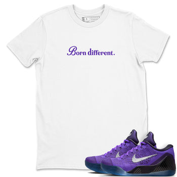 Sneaker Threads – Sneaker Tees To Match Nike KB 9 Hyper Grape – Born Different Graphic Tee White 1. Perfect for Jordan releases 2025 colorways. Perfect for purple basketball sneaker releases and legacy-inspired colorways for 2025 hoopers.