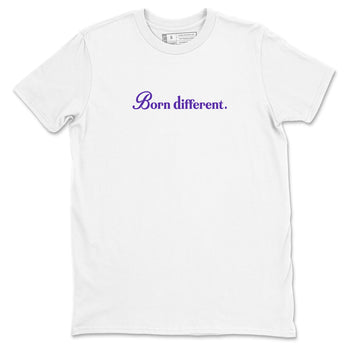 Sneaker Threads – Sneaker Tees To Match Nike KB 9 Hyper Grape – Born Different Graphic Tee White 2. Perfect for Jordan releases 2025 colorways. Perfect for purple basketball sneaker releases and legacy-inspired colorways for 2025 hoopers.