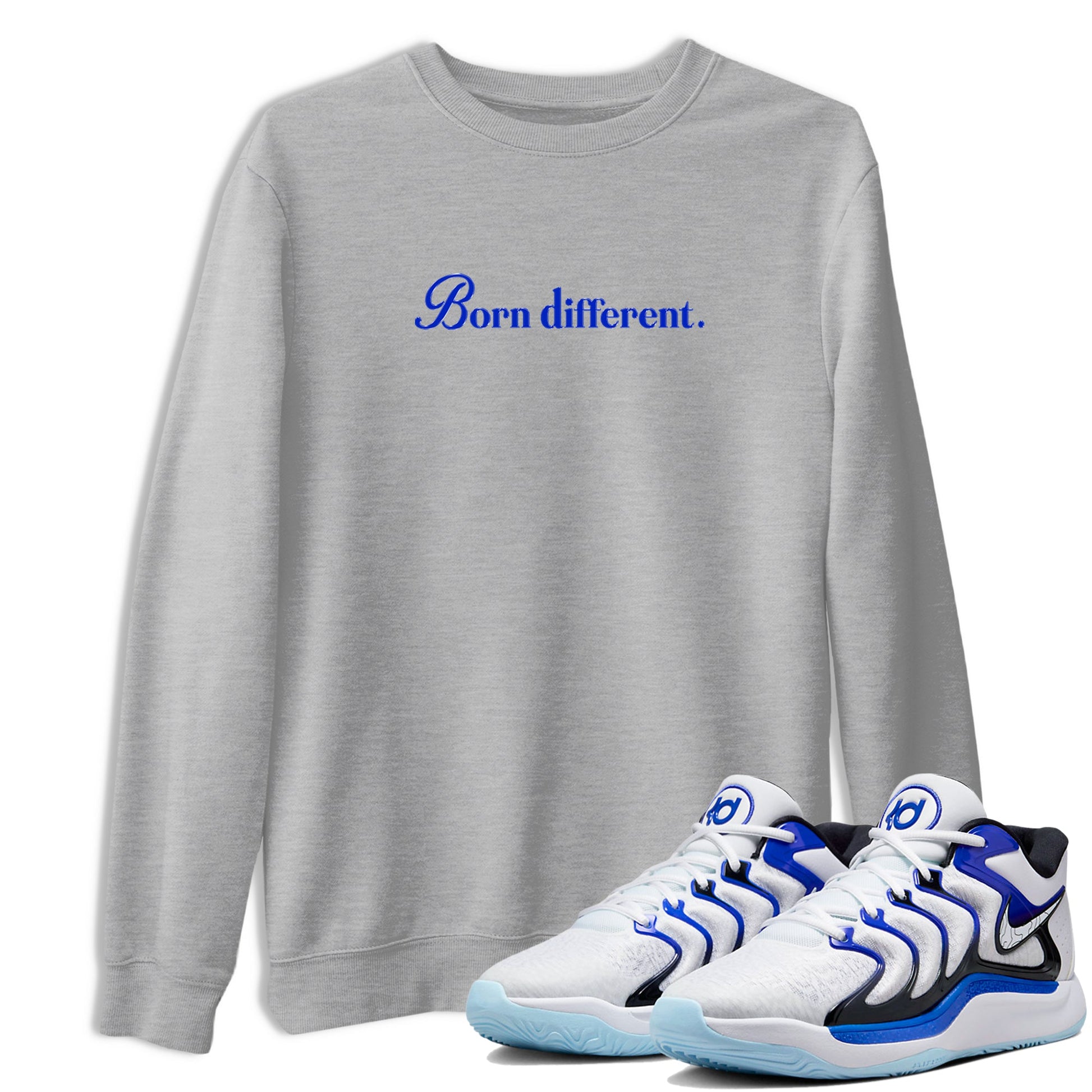Sneaker Threads – Sneaker Tees To Match Nike KD 17 Penny – Born Different Graphic Tee Heather Grey 1. Perfect for Jordan releases 2025 colorways. Perfect for Kevin Durant basketball sneaker releases and retro Penny-inspired 2025 colorways.