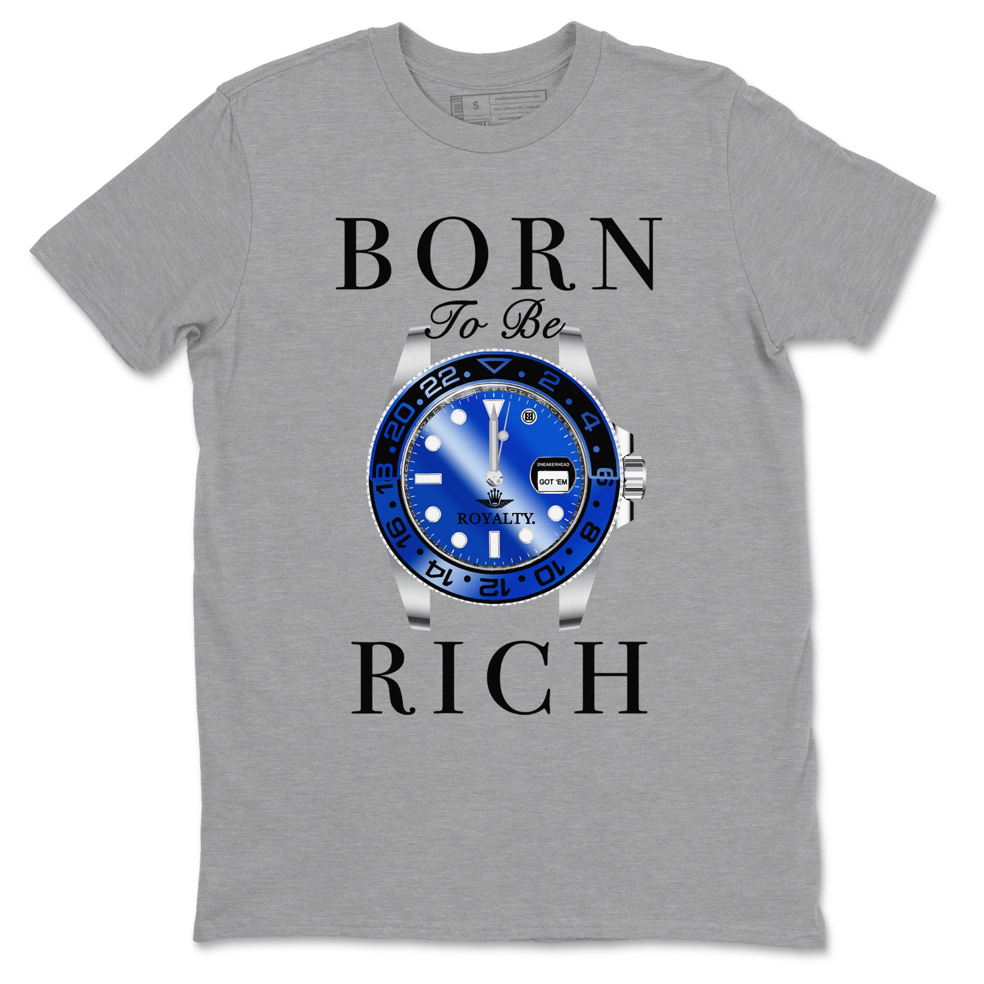 Foams One Royal shirts to match jordans Born To Be Rich sneaker match tees Air Foamposite One Royal match shoes to clothes SNRT Sneaker Tees unisex cotton Heather Grey 2 shirts