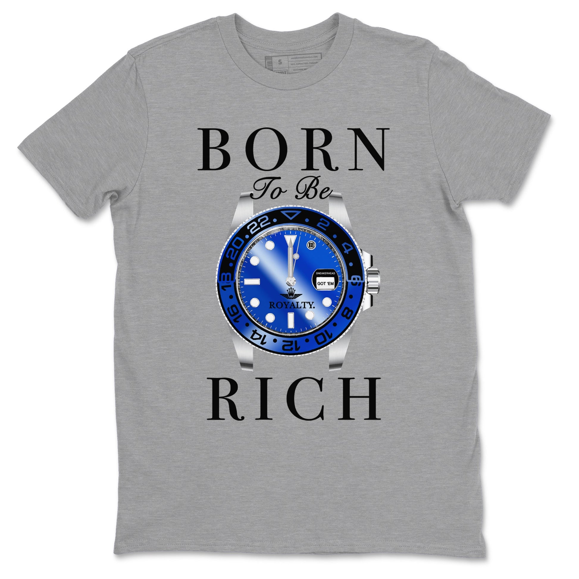 Foams One Royal shirts to match jordans Born To Be Rich sneaker match tees Air Foamposite One Royal match shoes to clothes SNRT Sneaker Tees unisex cotton Heather Grey 2 shirts