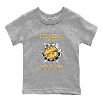 AJ1 Black Metallic Gold shirts to match jordans Born To Be Rich sneaker match tees Air Jordan 1 Black Metallic Gold SNRT Sneaker Tees streetwear brand Baby and Youth Heather Grey 2 cotton tee