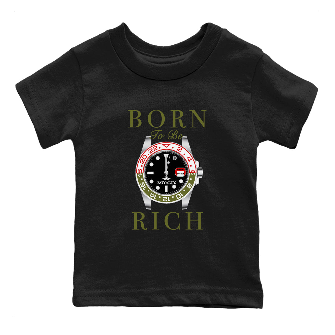 1s Travis Scott Medium Olive shirts to match jordans Born To Be Rich sneaker match tees Air Jordan 1 Travis Scott Medium Olive SNRT Sneaker Release Tees Youth Baby Black 2 crew neck shirts