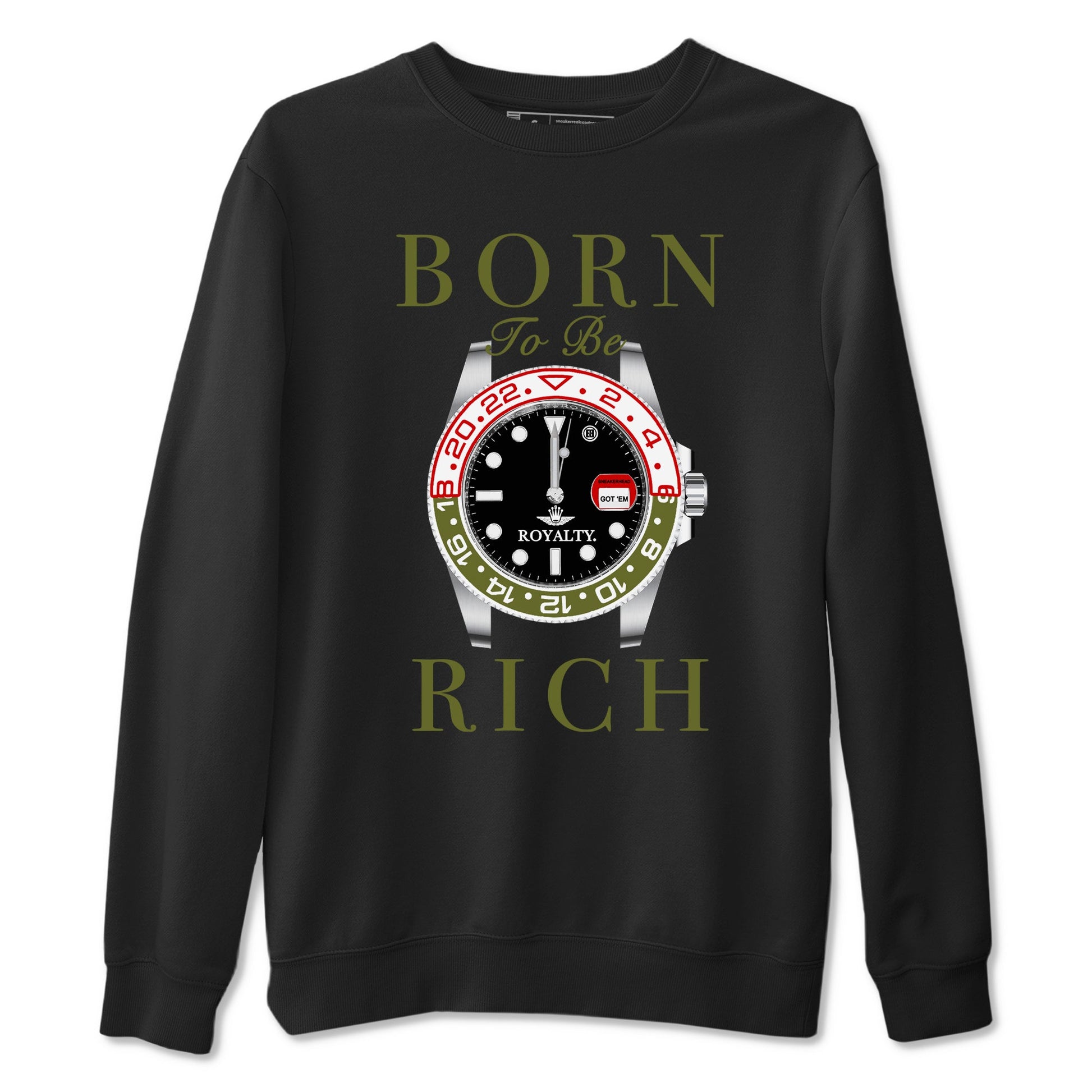 1s Travis Scott Medium Olive shirts to match jordans Born To Be Rich sneaker match tees Air Jordan 1 Travis Scott Medium Olive SNRT Sneaker Release Tees unisex cotton Black 2 crew neck shirts