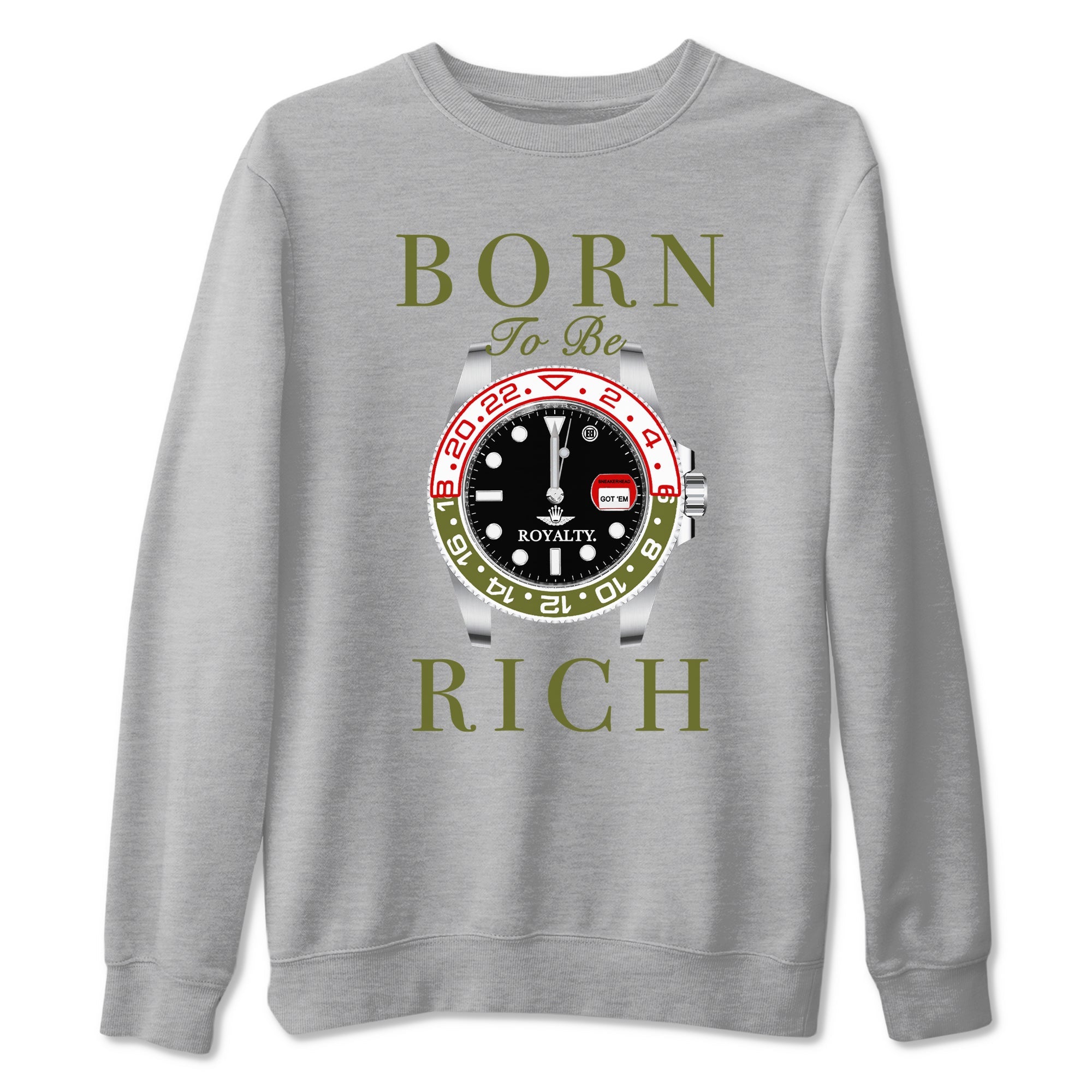 1s Travis Scott Medium Olive shirts to match jordans Born To Be Rich sneaker match tees Air Jordan 1 Travis Scott Medium Olive SNRT Sneaker Release Tees unisex cotton Heather Grey 2 crew neck shirts