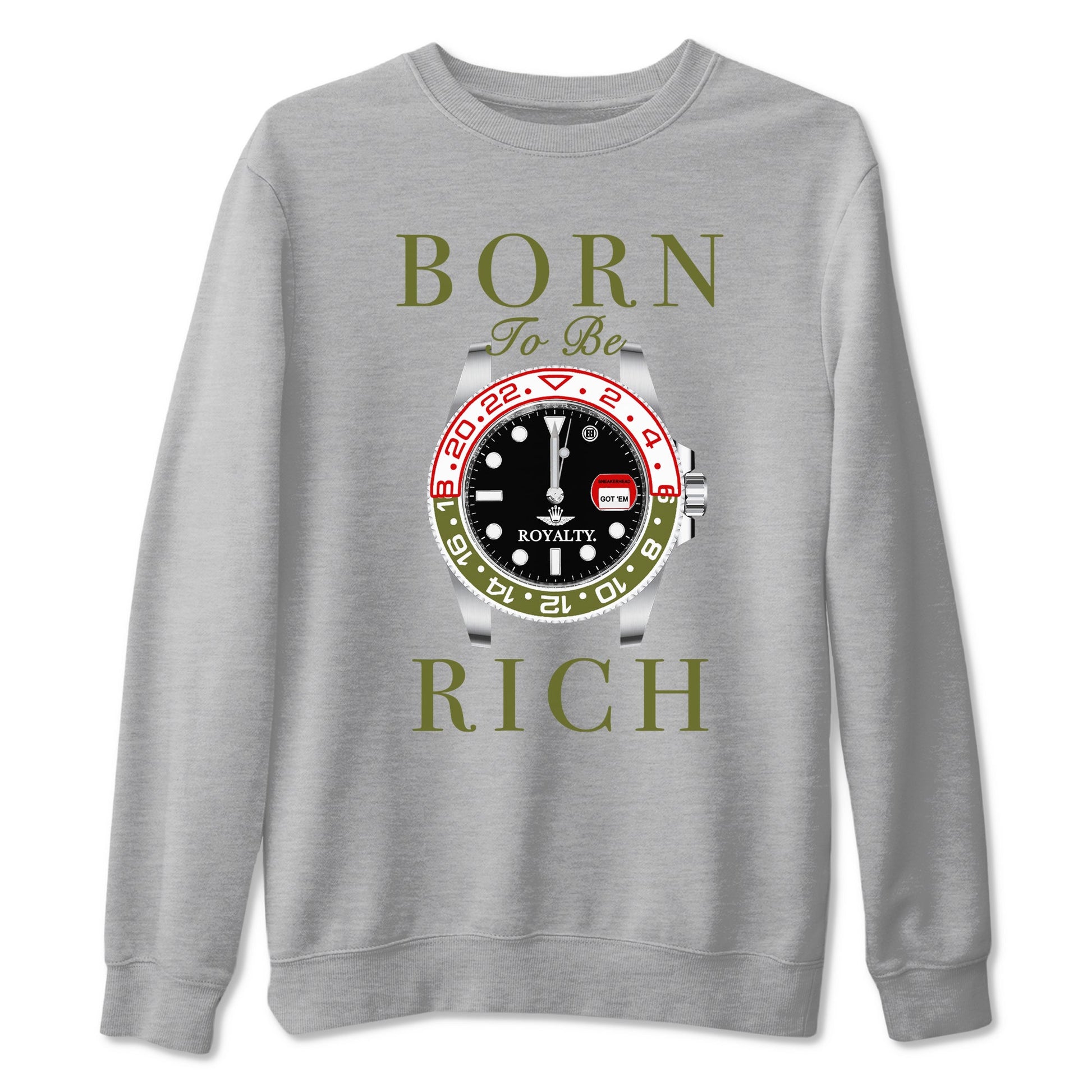 1s Travis Scott Medium Olive shirts to match jordans Born To Be Rich sneaker match tees Air Jordan 1 Travis Scott Medium Olive SNRT Sneaker Release Tees unisex cotton Heather Grey 2 crew neck shirts