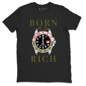 1s Travis Scott Medium Olive shirts to match jordans Born To Be Rich sneaker match tees Air Jordan 1 Travis Scott Medium Olive SNRT Sneaker Release Tees unisex cotton Black 2 crew neck shirts