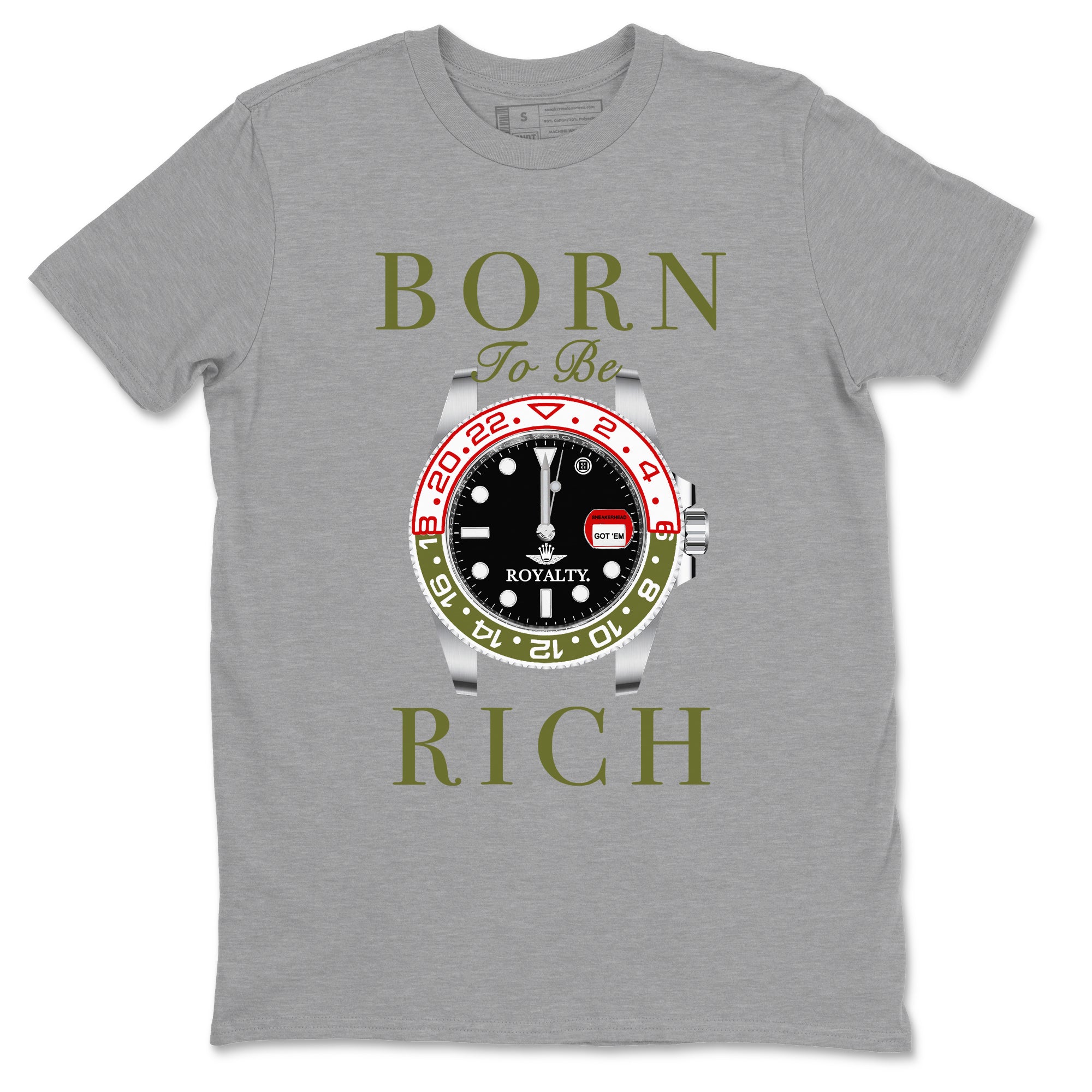 1s Travis Scott Medium Olive shirts to match jordans Born To Be Rich sneaker match tees Air Jordan 1 Travis Scott Medium Olive SNRT Sneaker Release Tees unisex cotton Heather Grey 2 crew neck shirts