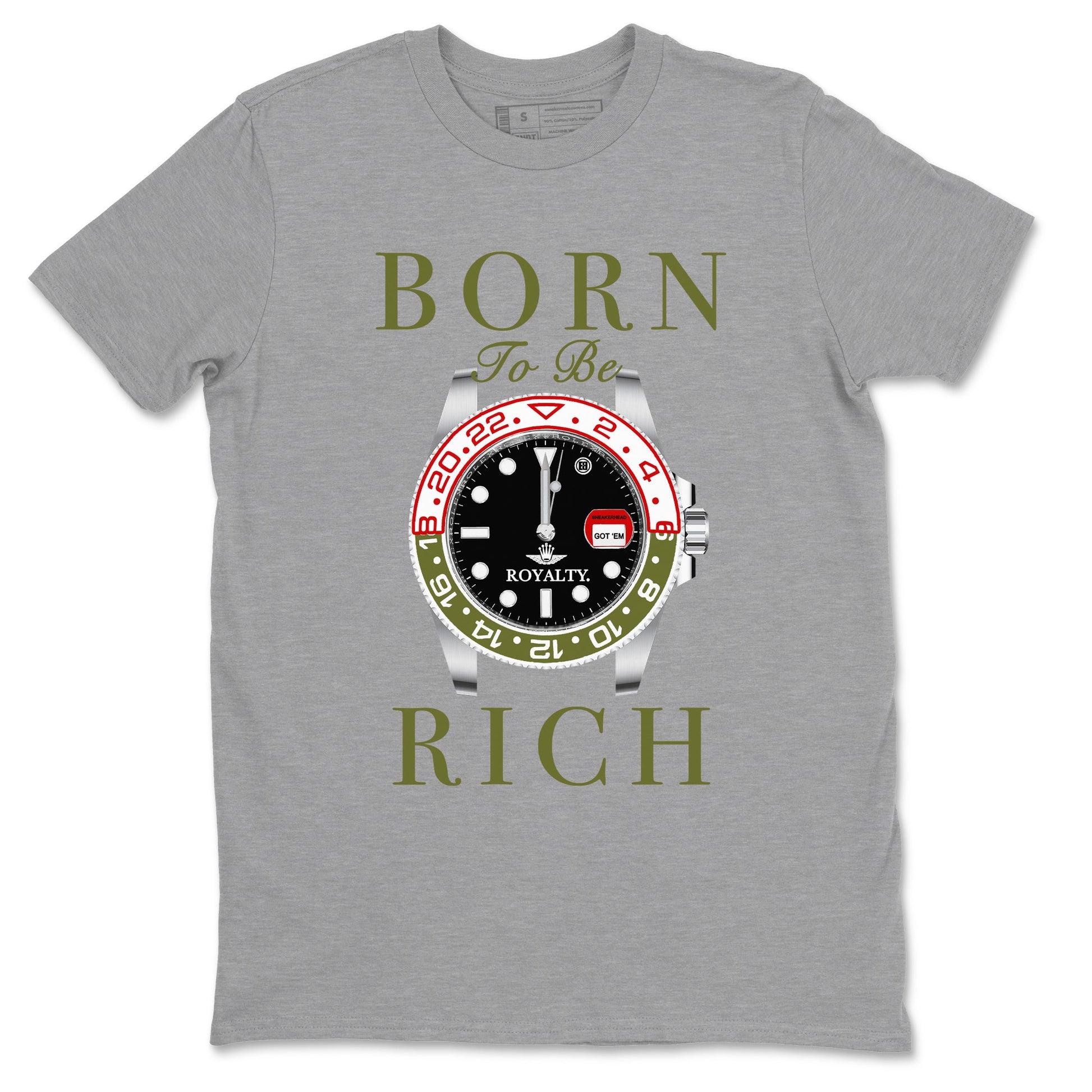 1s Travis Scott Medium Olive shirts to match jordans Born To Be Rich sneaker match tees Air Jordan 1 Travis Scott Medium Olive SNRT Sneaker Release Tees unisex cotton Heather Grey 2 crew neck shirts
