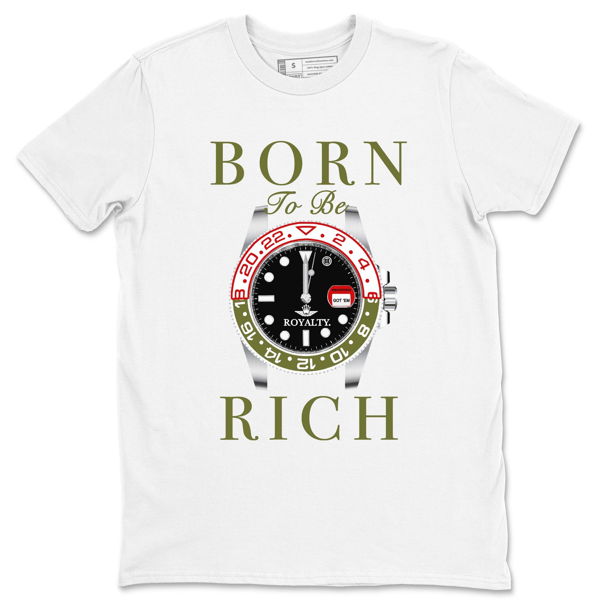 1s Travis Scott Medium Olive shirts to match jordans Born To Be Rich sneaker match tees Air Jordan 1 Travis Scott Medium Olive SNRT Sneaker Release Tees unisex cotton White 2 crew neck shirts