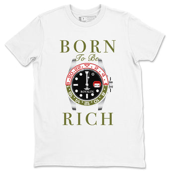 1s Travis Scott Medium Olive shirts to match jordans Born To Be Rich sneaker match tees Air Jordan 1 Travis Scott Medium Olive SNRT Sneaker Release Tees unisex cotton White 2 crew neck shirts