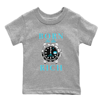 AJ9 Powder Blue shirt to match jordans Born To Be Rich sneaker tees Air Jordan 9 Retro Powder Blue SNRT sneaker release tees baby toddler Heather Grey 2 cotton Shirt