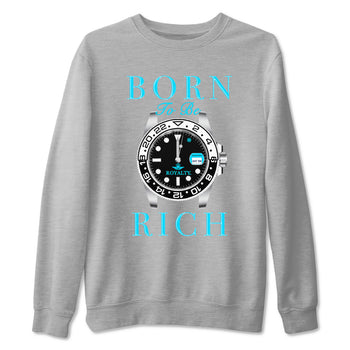 AJ9 Powder Blue shirt to match jordans Born To Be Rich sneaker tees Air Jordan 9 Retro Powder Blue SNRT Sneaker Release Tees unisex cotton Heather Grey 2 crew neck shirt
