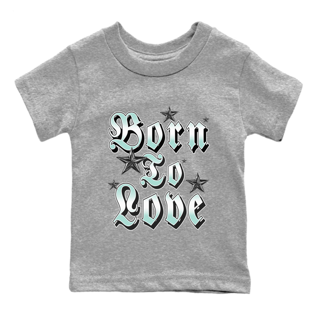Born To Love baby and kids t-shirt crafted for little sneakerheads to shine with the Air Jordan 11 Igloo sneakers, displayed in Heather Grey 2.