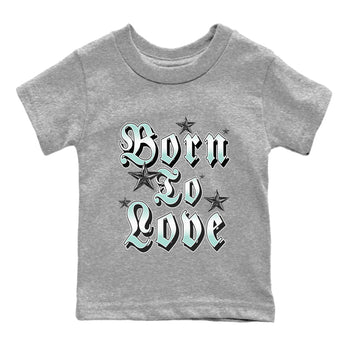 Born To Love baby and kids t-shirt crafted for little sneakerheads to shine with the Air Jordan 11 Igloo sneakers, displayed in Heather Grey 2.