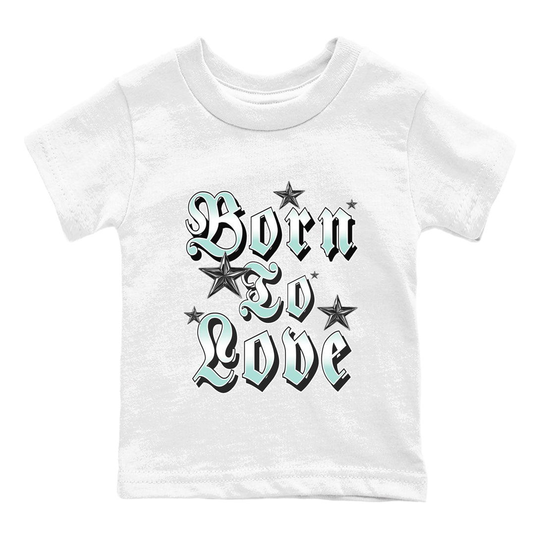 Born To Love baby and kids t-shirt crafted for little sneakerheads to shine with the Air Jordan 11 Igloo sneakers, displayed in White 2.