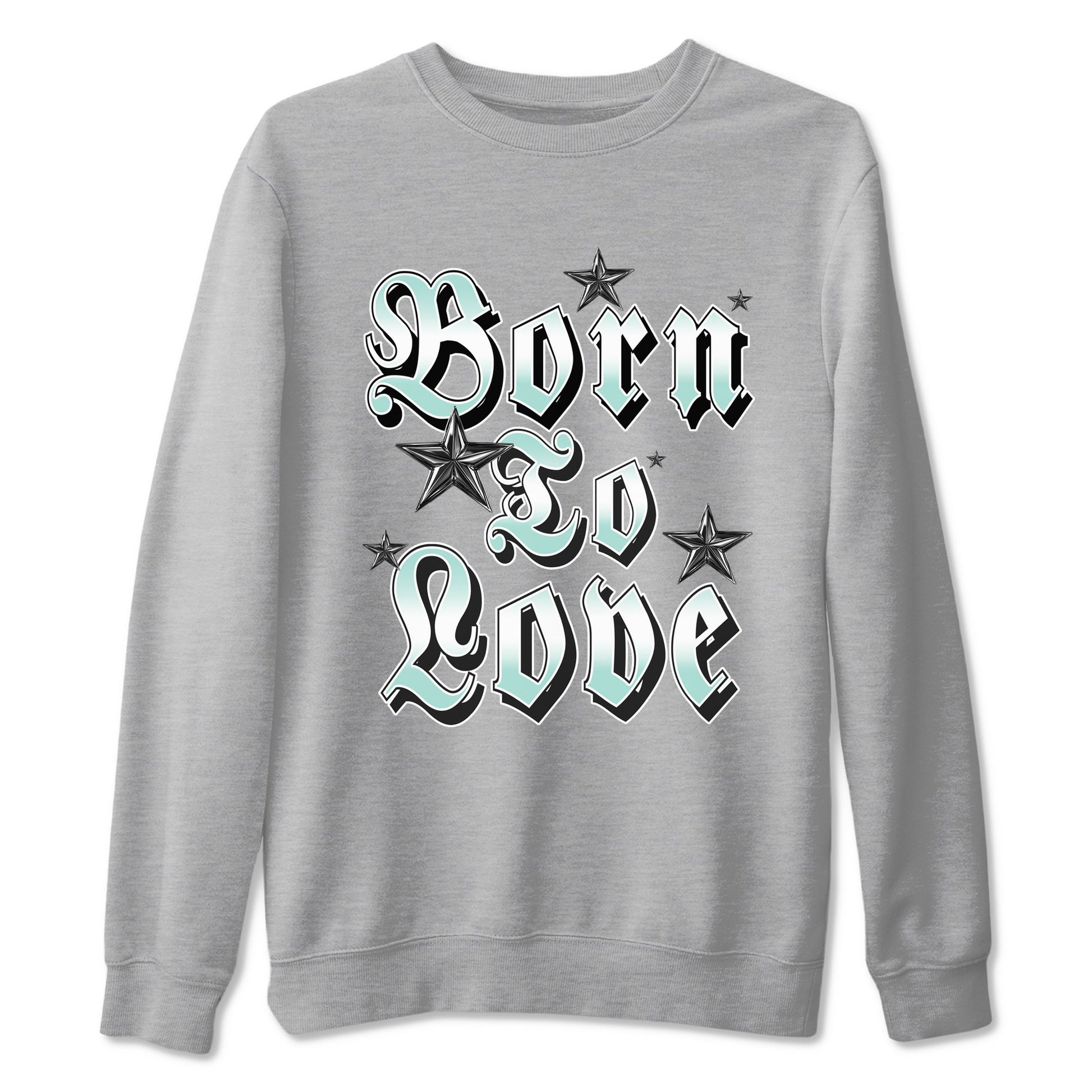 Born To Love sneaker match t-shirt styled to complete your fit with the Air Jordan 11 Igloo sneakers, shown in Heather Grey 2.
