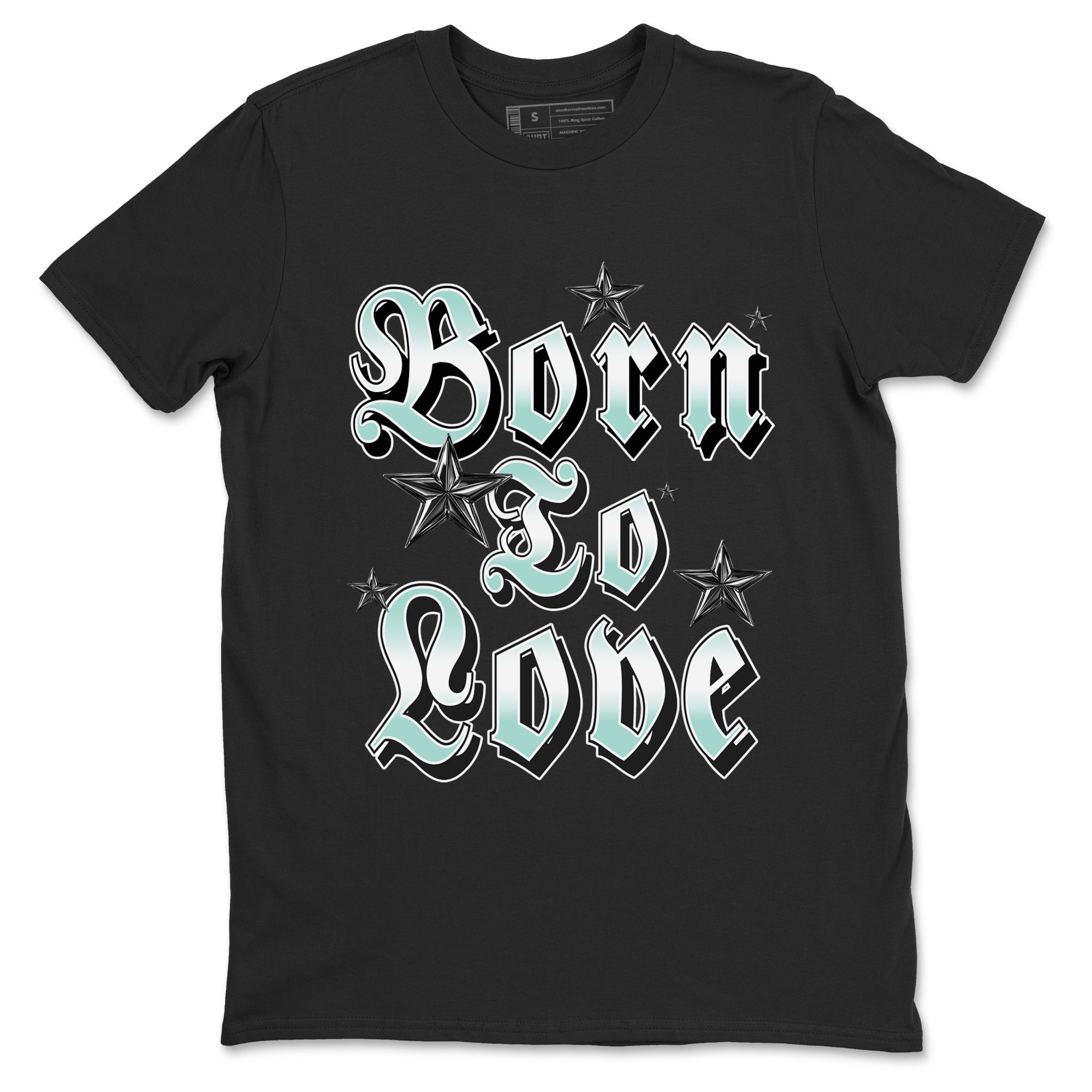 Born To Love sneaker match t-shirt styled to complete your fit with the Air Jordan 11 Igloo sneakers, shown in Black 2.