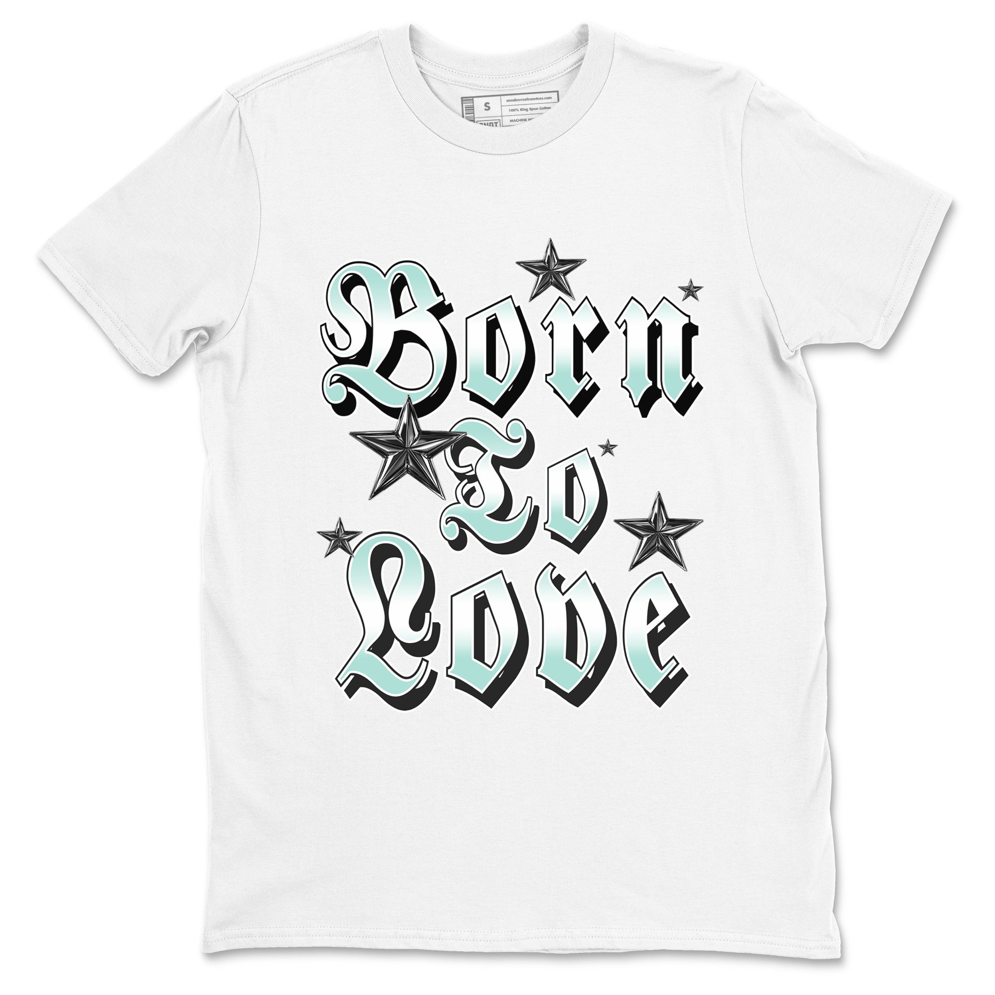 Born To Love sneaker match t-shirt styled to complete your fit with the Air Jordan 11 Igloo sneakers, shown in White 2.