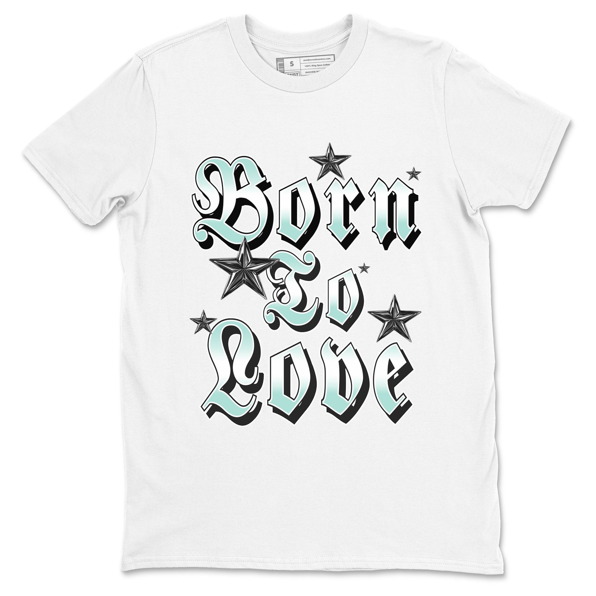 Born To Love sneaker match t-shirt styled to complete your fit with the Air Jordan 11 Igloo sneakers, shown in White 2.