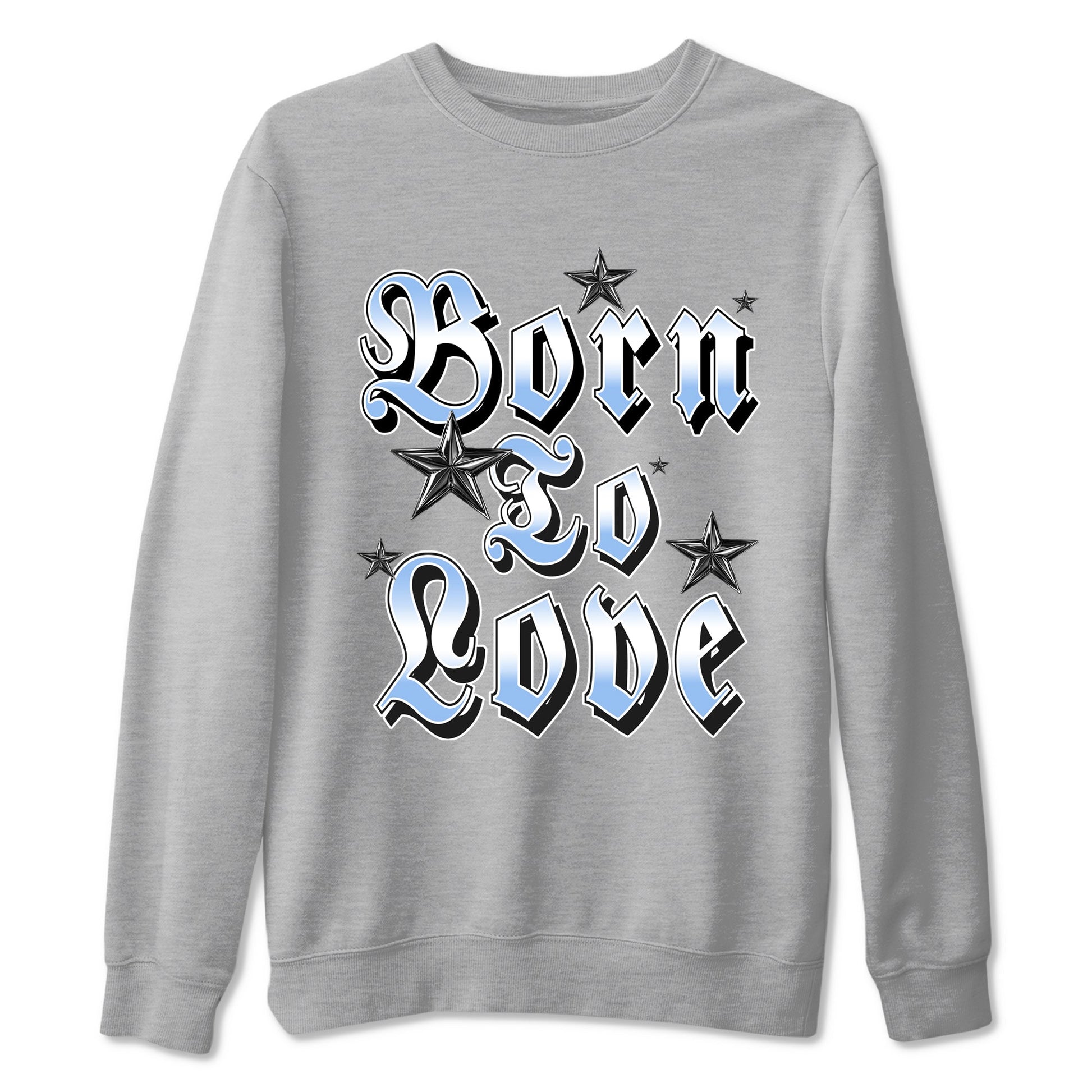 Born To Love sneaker match t-shirt styled to complete your fit with the Air Jordan 4 Aluminum sneakers, shown in Heather Grey 2.