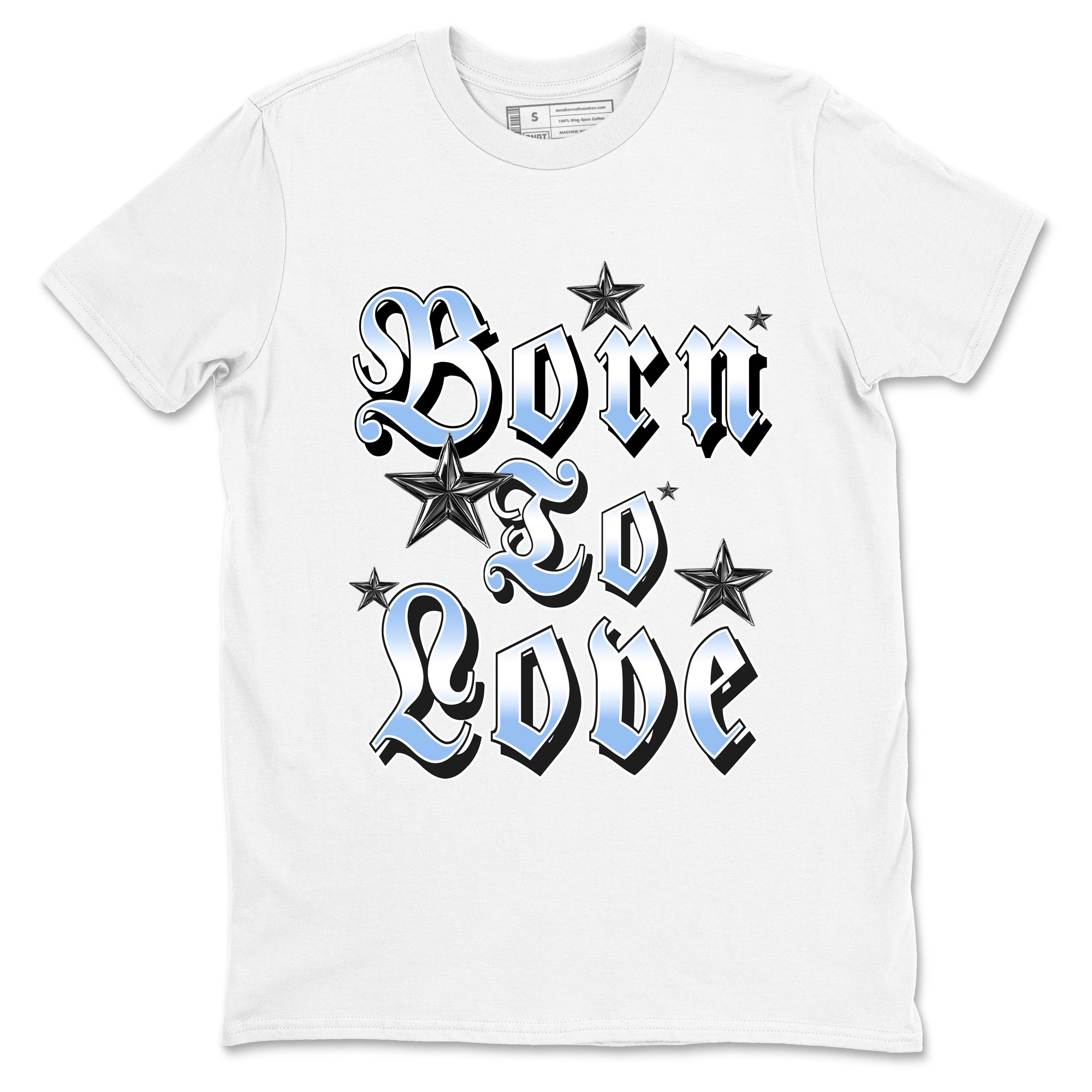 Born To Love sneaker match t-shirt styled to complete your fit with the Air Jordan 4 Aluminum sneakers, shown in White 2.