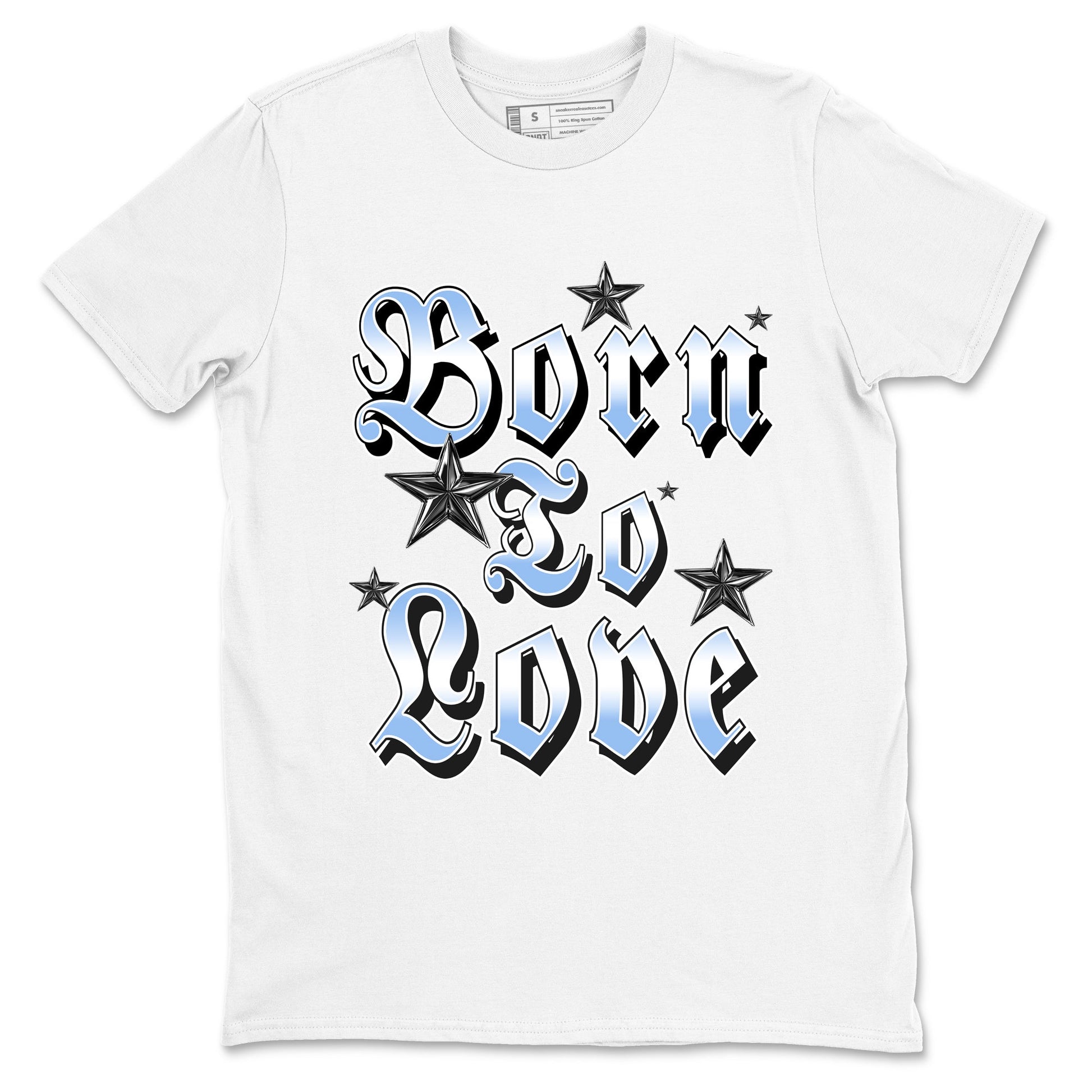 Born To Love sneaker match t-shirt styled to complete your fit with the Air Jordan 4 Aluminum sneakers, shown in White 2.