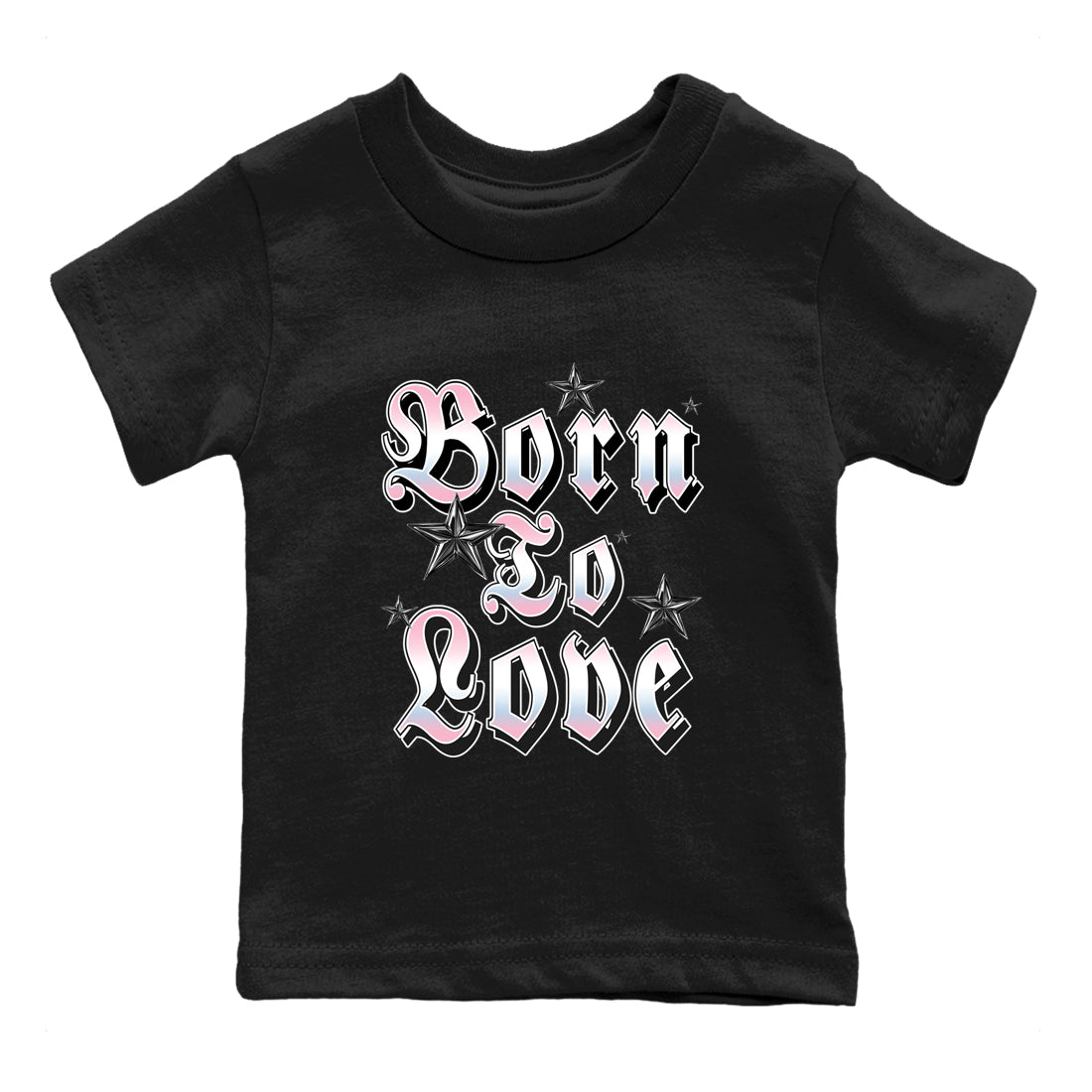 Sneaker match tees – Sneaker Tees To Match Air Jordan 5 Medium Soft Pink Shoes – Born To Love Kids T-Shirt Black 2