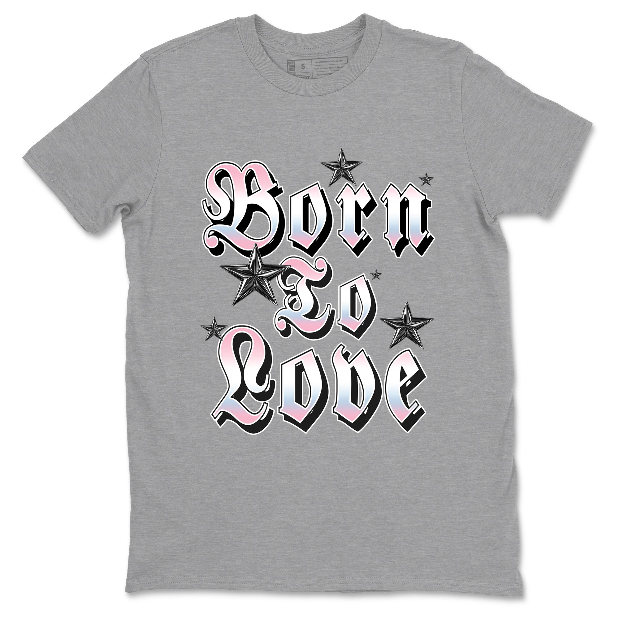 Sneaker match tees – Sneaker Tees To Match Air Jordan 5 Medium Soft Pink Shoes – Born To Love Tee Heather Grey 2