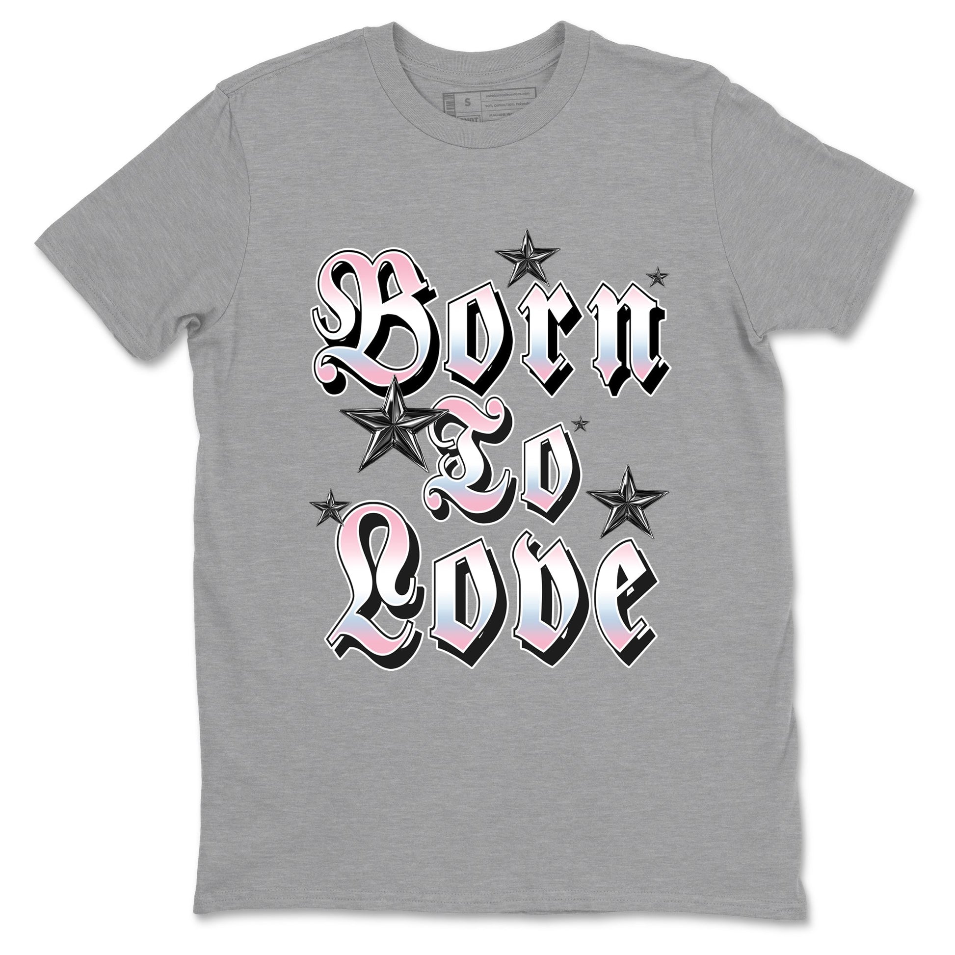 Sneaker match tees – Sneaker Tees To Match Air Jordan 5 Medium Soft Pink Shoes – Born To Love Tee Heather Grey 2