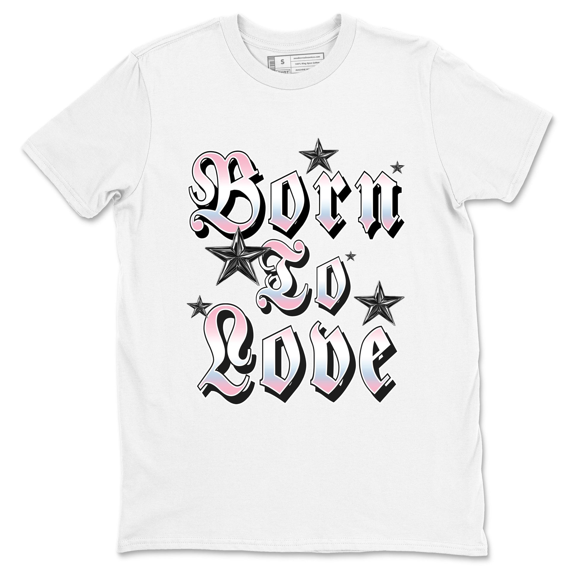 Sneaker match tees – Sneaker Tees To Match Air Jordan 5 Medium Soft Pink Shoes – Born To Love Tee White 2