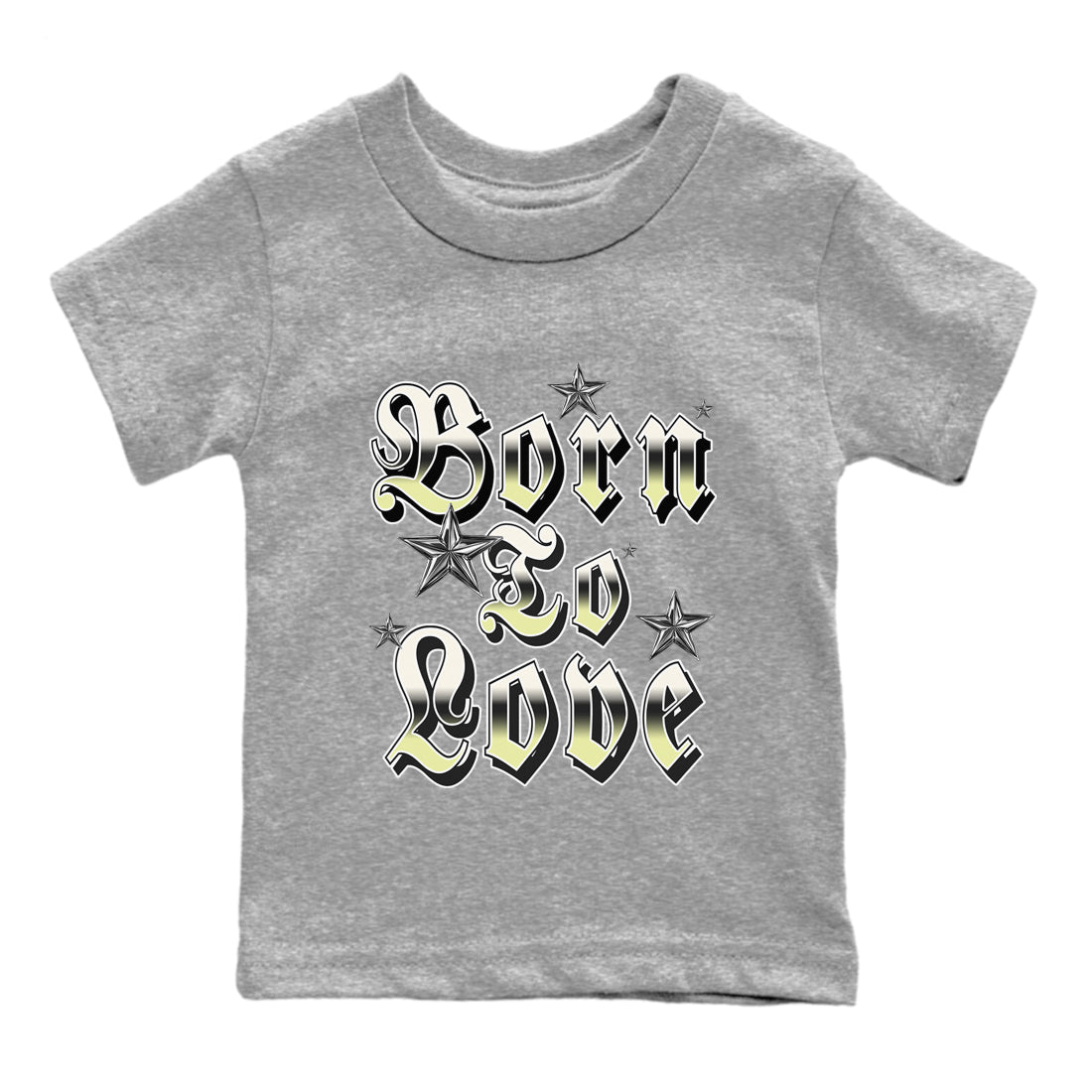 Sneaker match tees – Sneaker Tees To Match Air Jordan 5 Luminous Green Shoes – Born To Love Kids T-Shirt Heather Grey 2