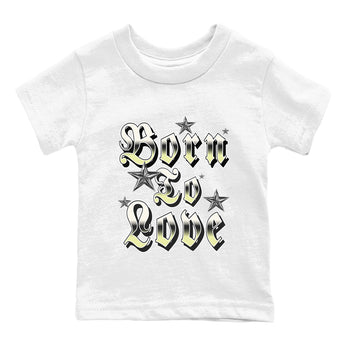 Sneaker match tees – Sneaker Tees To Match Air Jordan 5 Luminous Green Shoes – Born To Love Kids T-Shirt White 2