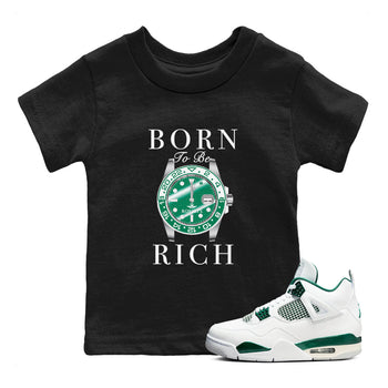 4s Oxidized Green shirts to match jordans Born To Rich sneaker match tees Air Jordan 4 Oxidized Green SNRT Sneaker Tees streetwear brand Baby and Youth Black 1 cotton tee