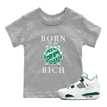 4s Oxidized Green shirts to match jordans Born To Rich sneaker match tees Air Jordan 4 Oxidized Green SNRT Sneaker Tees streetwear brand Baby and Youth Heather Grey 1 cotton tee