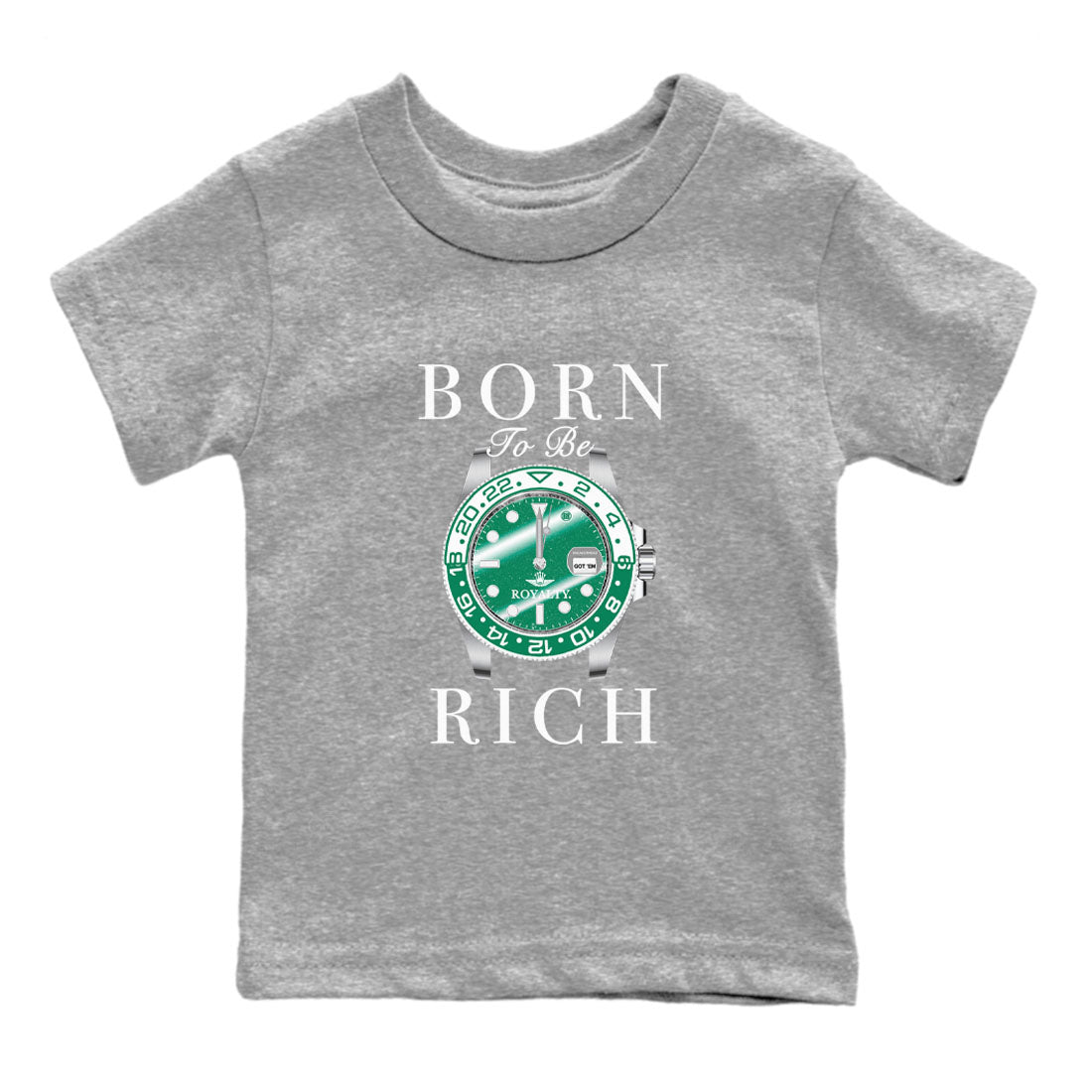 4s Oxidized Green shirts to match jordans Born To Rich sneaker match tees Air Jordan 4 Oxidized Green SNRT Sneaker Tees streetwear brand Baby and Youth Heather Grey 2 cotton tee