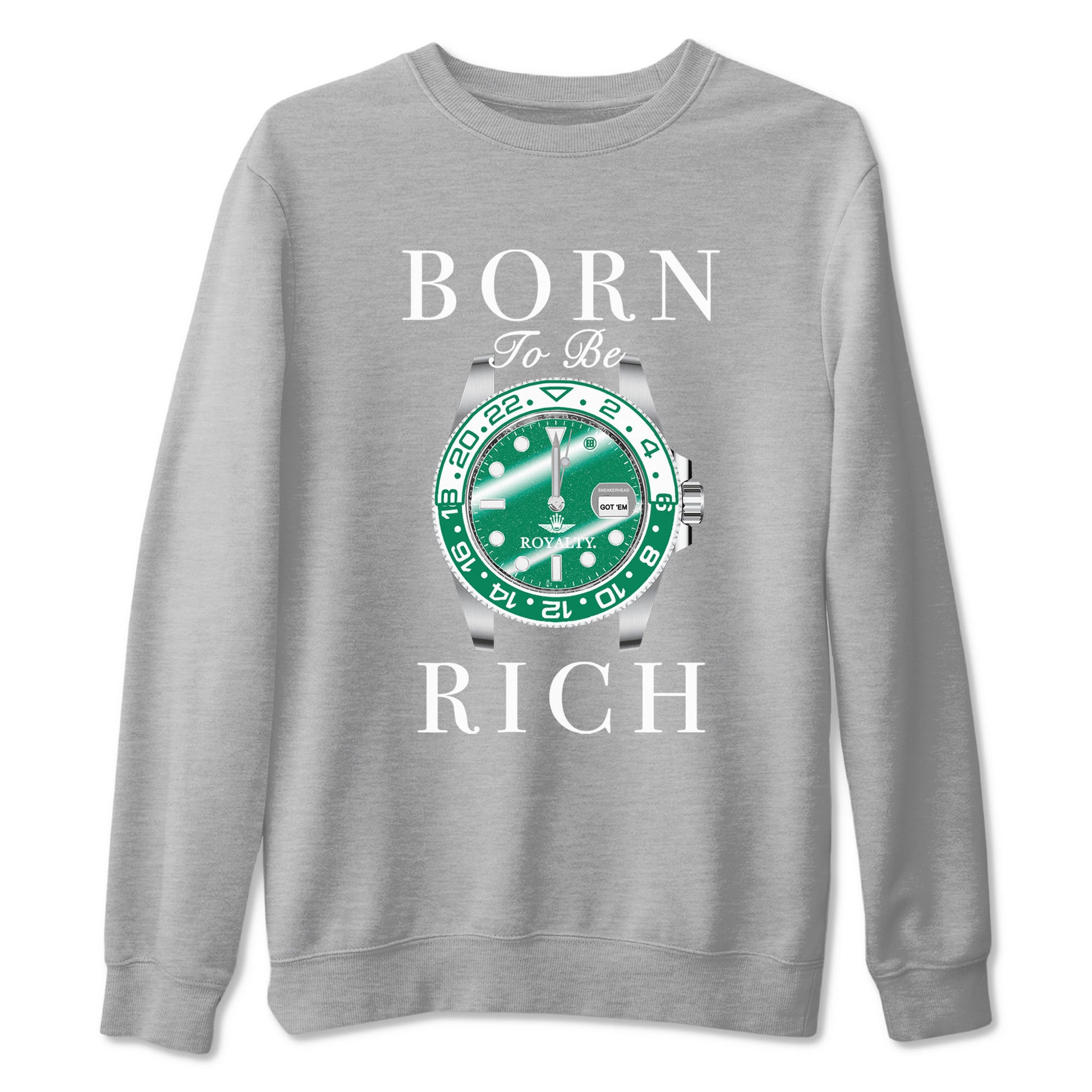4s Oxidized Green shirts to match jordans Born To Rich sneaker match tees Air Jordan 4 Oxidized Green SNRT Sneaker Tees streetwear brand Heather Grey 2 unisex cotton tee