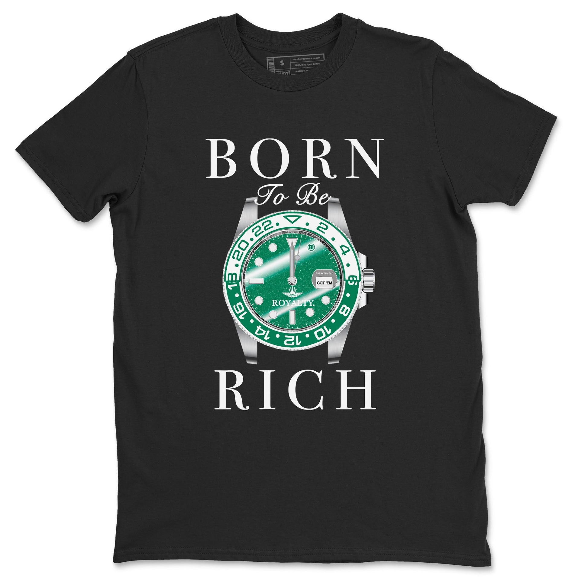 4s Oxidized Green shirts to match jordans Born To Rich sneaker match tees Air Jordan 4 Oxidized Green SNRT Sneaker Tees streetwear brand Black 2 unisex cotton tee