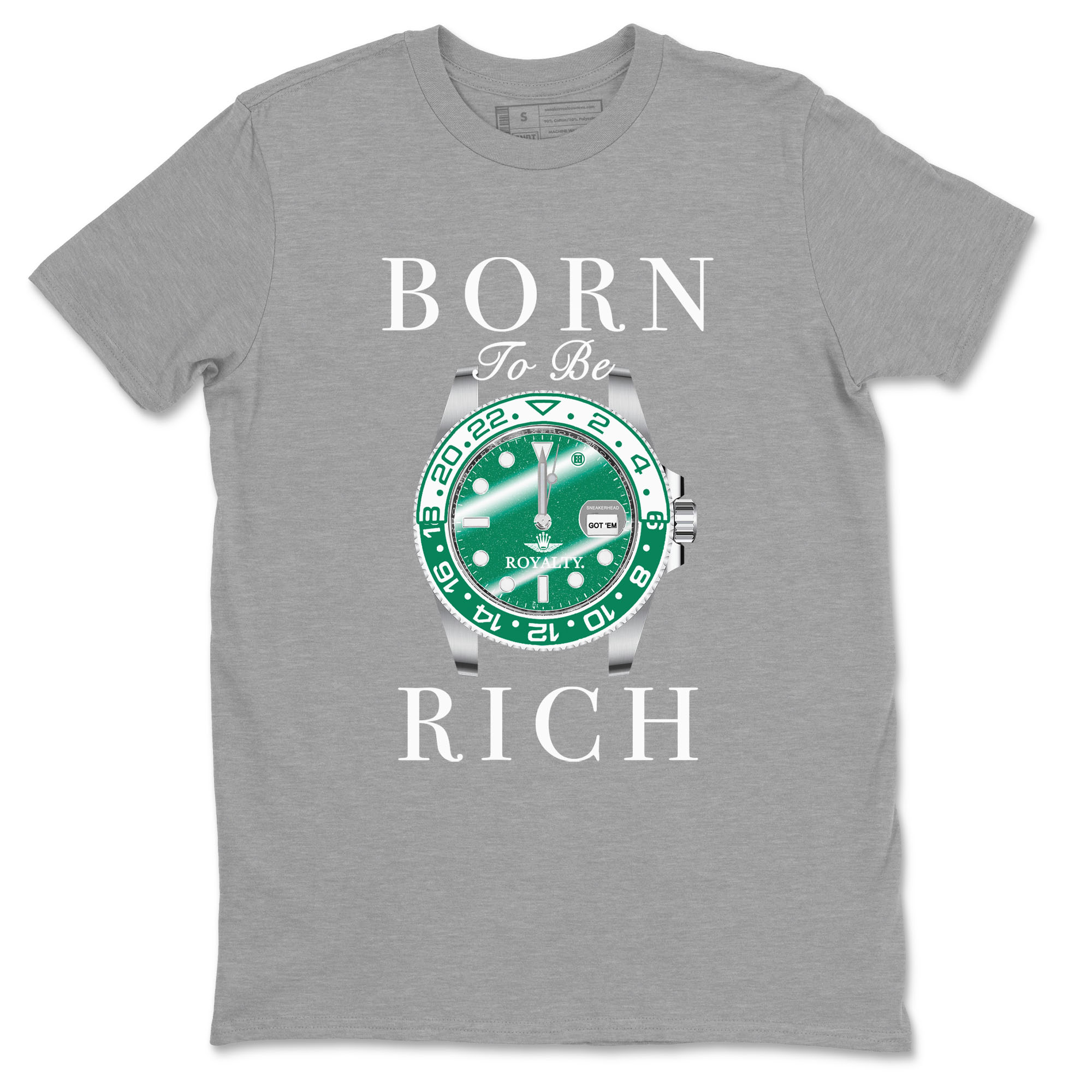 4s Oxidized Green shirts to match jordans Born To Rich sneaker match tees Air Jordan 4 Oxidized Green SNRT Sneaker Tees streetwear brand Heather Grey 2 unisex cotton tee