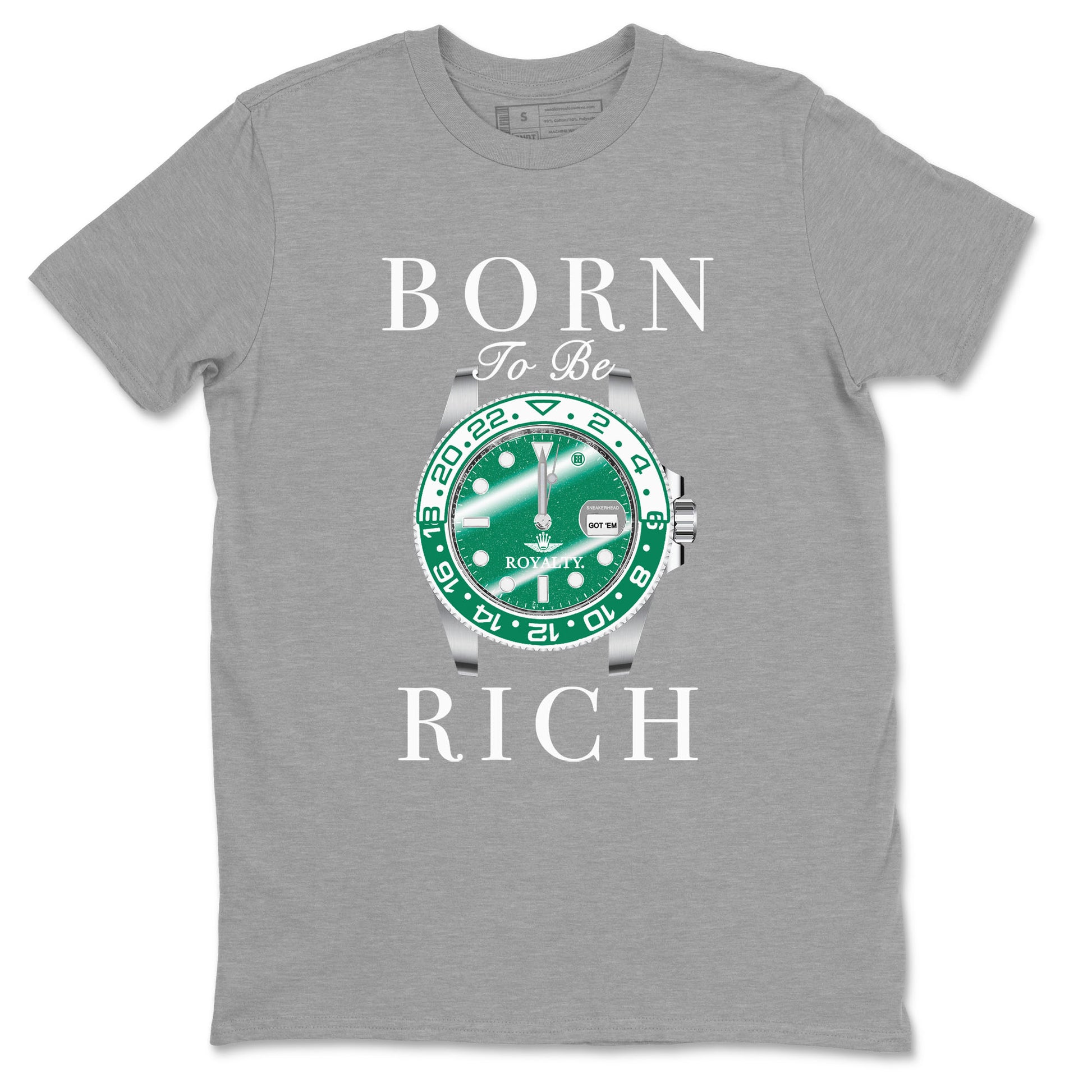 4s Oxidized Green shirts to match jordans Born To Rich sneaker match tees Air Jordan 4 Oxidized Green SNRT Sneaker Tees streetwear brand Heather Grey 2 unisex cotton tee