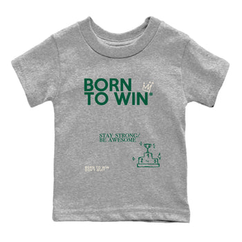 Sneaker Threads – Sneaker Tees To Match Air Jordan 1 Pro Green – Born To Win Youth Graphic Tee Heather Grey 2. Perfect for Jordan releases 2025 colorways.