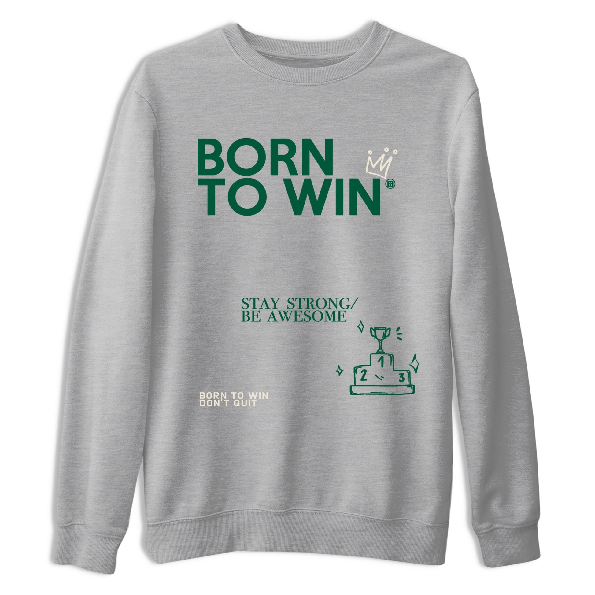 Sneaker Threads – Sneaker Tees To Match Air Jordan 1 Pro Green – Born To Win Graphic Tee Heather Grey 2. Perfect for Jordan releases 2025 colorways.
