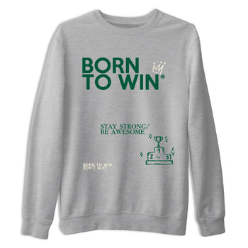 Sneaker Threads – Sneaker Tees To Match Air Jordan 1 Pro Green – Born To Win Graphic Tee Heather Grey 2. Perfect for Jordan releases 2025 colorways.