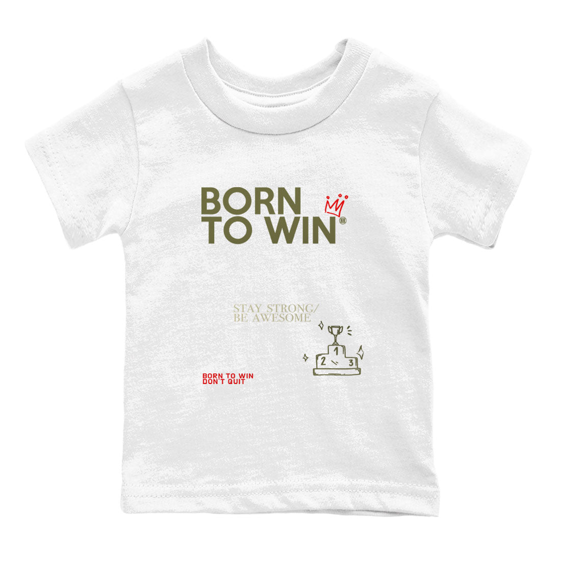 1s Travis Scott Medium Olive shirts to match jordans Born To Win sneaker match tees Air Jordan 1 Travis Scott Medium Olive SNRT Sneaker Tees streetwear brand Baby and Youth White 2 cotton tee