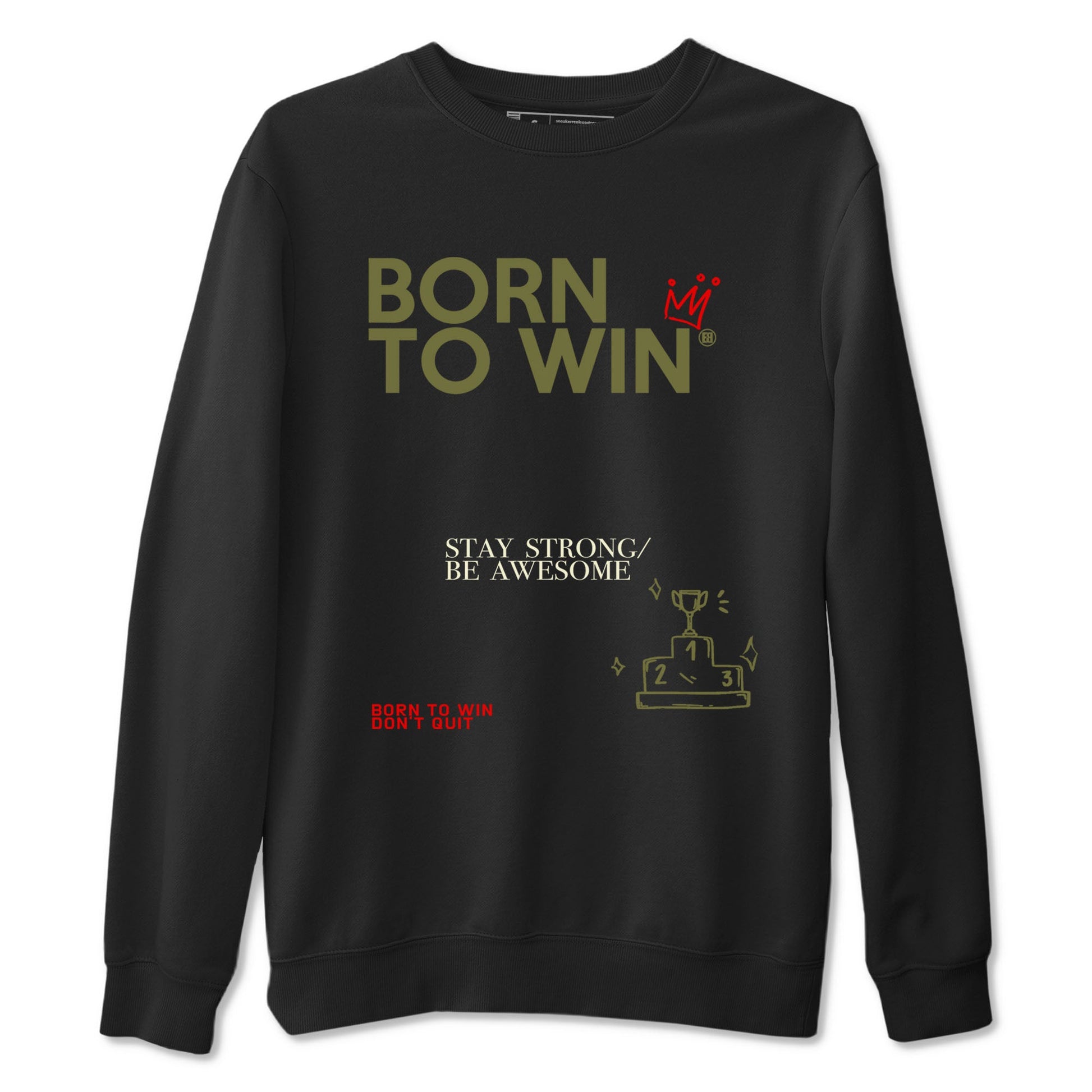 1s Travis Scott Medium Olive shirts to match jordans Born To Win sneaker match tees Air Jordan 1 Travis Scott Medium Olive SNRT Sneaker Tees streetwear brand Black 2 unisex cotton tee