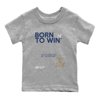 13s Midnight Navy shirts to match jordans Born To Win sneaker match tees Air Jordan 13 Midnight Navy SNRT Sneaker Release Tees Youth Baby Heather Grey 2 crew neck shirts