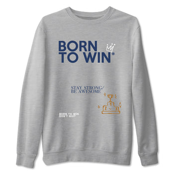 13s Midnight Navy shirts to match jordans Born To Win sneaker match tees Air Jordan 13 Midnight Navy SNRT Sneaker Release Tees unisex cotton Heather Grey 2 crew neck shirts