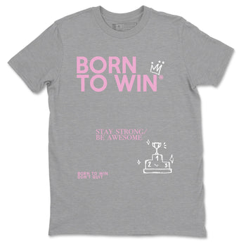 4s Retro Orchid shirts to match jordans Born To Win sneaker match tees Air Jordan 4 WMNS Orchid match shoes to clothes SNRT Sneaker Tees unisex cotton Heather Grey 2 shirts
